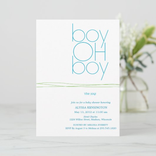 Oh Boy Aangepaste Baby shower Uitnodiging (Staand voorkant)