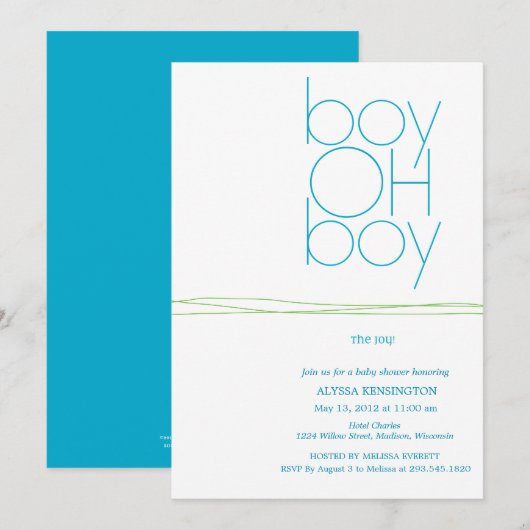 Oh Boy Aangepaste Baby shower Uitnodiging (Voorkant / Achterkant)