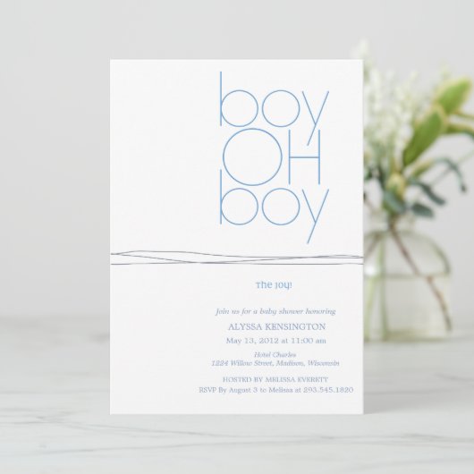 Oh Boy Aangepaste Baby shower Uitnodiging (Staand voorkant)