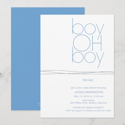 Oh Boy Aangepaste Baby shower Uitnodiging (Voorkant / Achterkant)