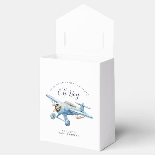Oh Boy! Adventure Awaits Airplane Boy Baby Shower Bedankdoosjes (Geopend)