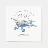 Oh Boy! Adventure Awaits Airplane Boy Baby Shower Servet (Voorkant)