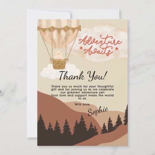 Oh Boy, Adventure Awaits, Hot Air Balloon Bedankkaart (Voorkant)