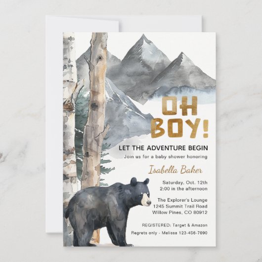 Oh Boy Adventure Begin | Beer & Berk Baby shower Kaart (Voorkant)