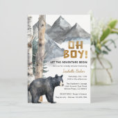 Oh Boy Adventure Begin | Beer & Berk Baby shower Kaart (Staand voorkant)
