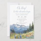 Oh Boy Adventure Begin Mountain Baby Shower Invita Kaart (Voorkant)