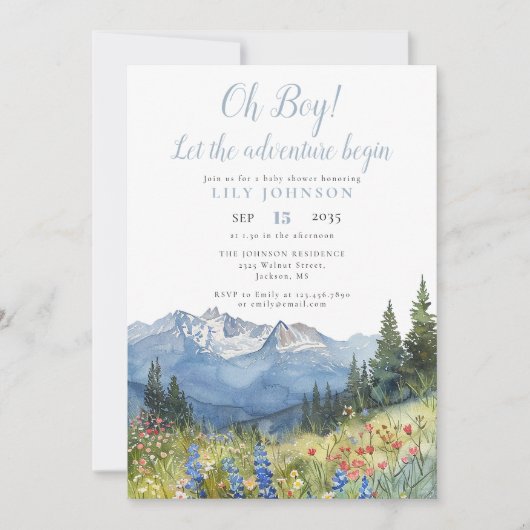 Oh Boy Adventure Begin Photo QR Code Baby Shower Kaart (Voorkant)
