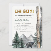 Oh Boy Adventure Begin | Woodland Beer Baby shower Kaart (Voorkant)