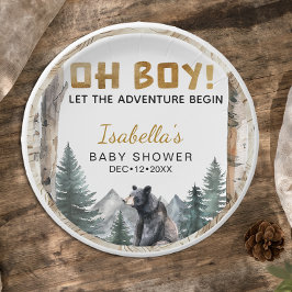 Oh Boy Adventure Begin | Woodland Beer Baby shower Papieren Bordje