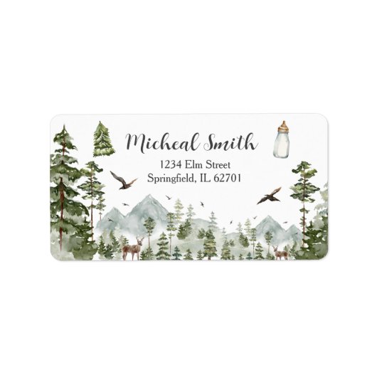 Oh Boy Adventure Pine Forest Baby shower Adres Etiket (Voorkant)