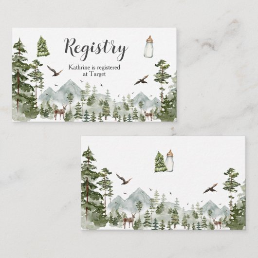 Oh Boy Adventure Pine Forest Baby shower Registry Informatiekaartje (Voorkant / Achterkant)