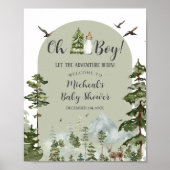 Oh Boy Adventure Pine Forest Baby shower Welkom Poster (Voorkant)