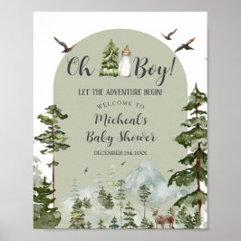 Oh Boy Adventure Pine Forest Baby shower Welkom Poster