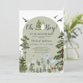 Oh Boy Adventure Pine Forest Christmas Baby shower Kaart (Staand voorkant)