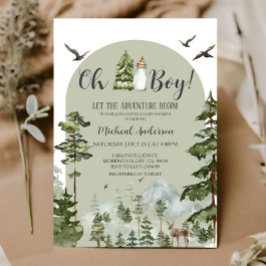 Oh Boy Adventure Pine Forest Christmas Baby shower Kaart