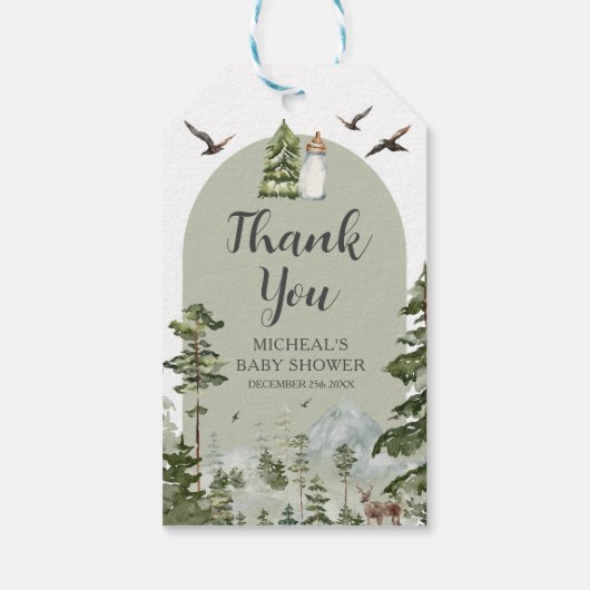 Oh Boy Adventure Pine Forest Dank je wel Cadeaulabel (Achterkant)