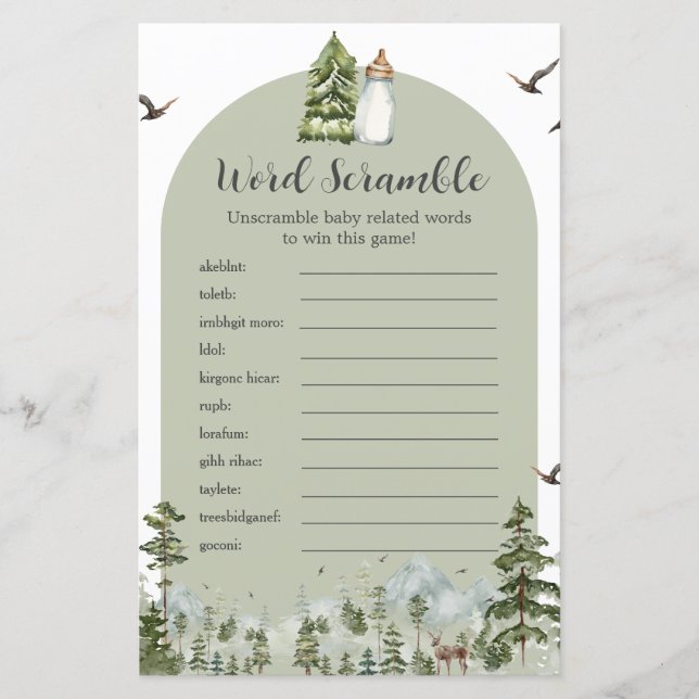 Oh Boy Adventure Pine Forest Word Scramble spel (Voorkant)