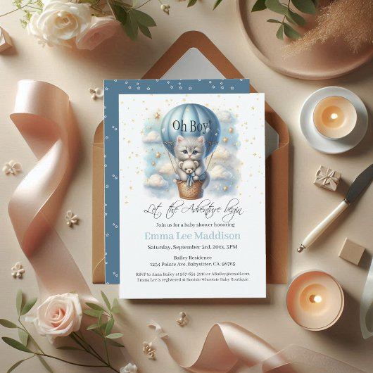 Oh Boy Adventure wacht op kitten in heteluchtballo Kaart