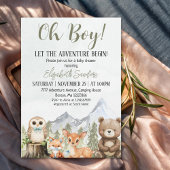  Oh Boy Adventure Woodland Animals Baby Shower Kaart