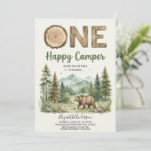 Oh Boy Adventure Woodland Bear Baby Shower Kaart (Staand voorkant)