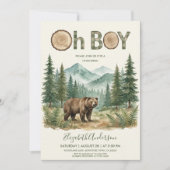 Oh Boy Adventure Woodland Bear Baby Shower Kaart (Voorkant)