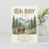 Oh Boy Adventure Woodland Bear Baby Shower Kaart (Staand voorkant)