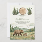 Oh Boy Adventure Woodland Bear Baby Shower Kaart (Voorkant)
