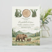 Oh Boy Adventure Woodland Bear Baby Shower Kaart (Staand voorkant)