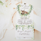 Oh Boy Adventure Woodland Green Baby shower All In One Uitnodiging