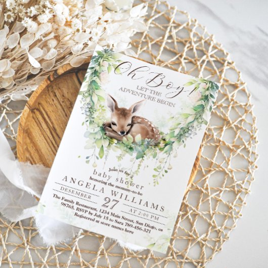 Oh Boy Adventure Woodland Green Baby shower Kaart