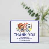 Oh Boy ALL STAR SPORT Baby Shower Bedankkaart (Staand voorkant)