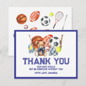 Oh Boy ALL STAR SPORT Baby Shower Bedankkaart (Voorkant / Achterkant)