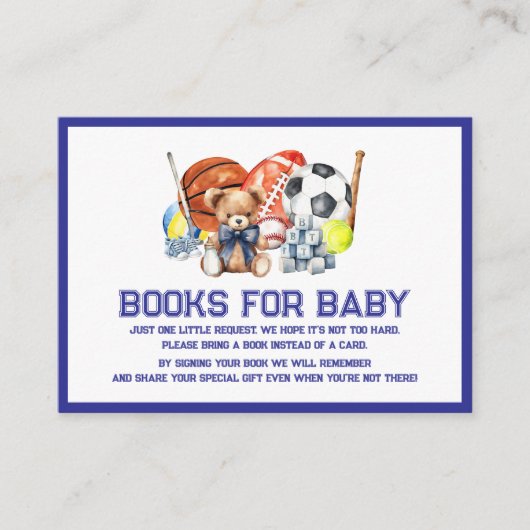 Oh Boy ALL STAR SPORT Baby Shower Books For Baby Informatiekaartje (Voorkant)