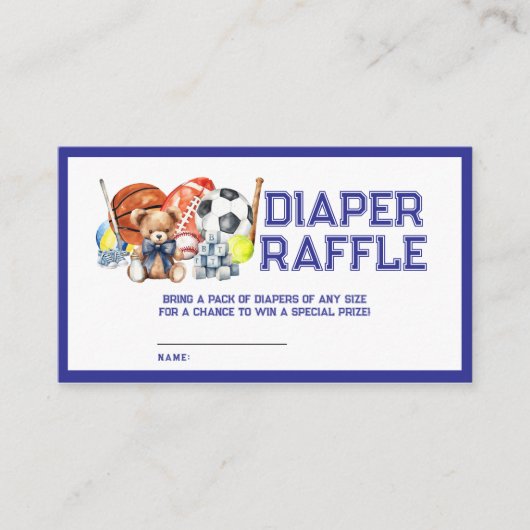 Oh Boy ALL STAR SPORT Baby Shower Diaper Raffle Informatiekaartje (Voorkant)