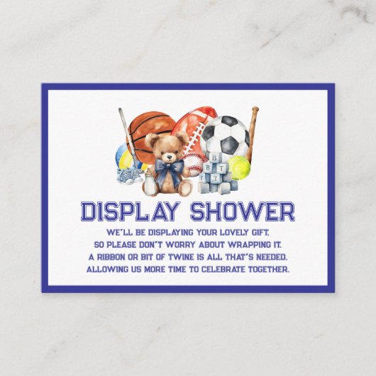 Oh Boy ALL STAR SPORT Baby Shower Display Shower Informatiekaartje (Voorkant)