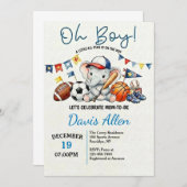 Oh Boy ALL STAR SPORT Baby Shower Kaart (Voorkant / Achterkant)