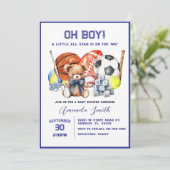 Oh Boy ALL STAR SPORT Baby shower Uitnodiging (Staand voorkant)