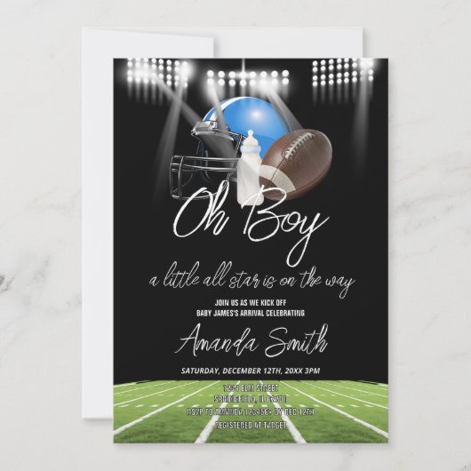 Oh Boy American Football Little Star Baby shower Kaart (Voorkant)