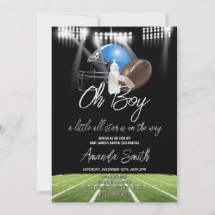Oh Boy American Football Little Star Baby shower Kaart