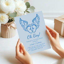 Oh boy! Angel Wings Baby shower voor jongens Kaart
