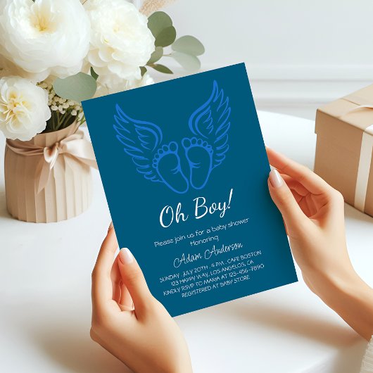 Oh boy! Angel Wings Baby shower voor jongens Kaart
