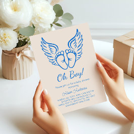 Oh boy! Angel Wings Baby shower voor jongens Kaart