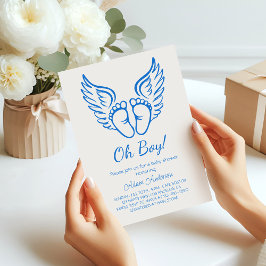 Oh boy! Angel Wings Baby shower voor jongens Kaart