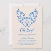 Oh boy! Angel Wings Baby shower voor jongens Kaart (Voorkant)
