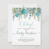 Oh Boy aquarel bloemige Baby shower Invitation (Voorkant)