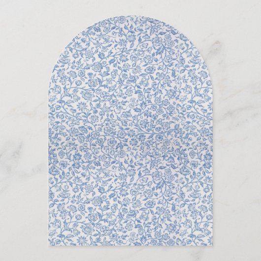 Oh Boy Arch Blue Floral Pattern Script Baby shower Kaart (Achterkant)