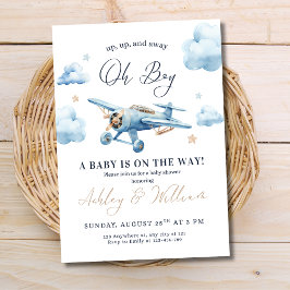 Oh boy! Avontuur wacht op Airplane Boy Baby shower Kaart