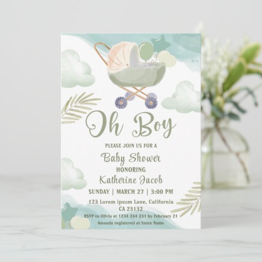 Oh boy Baby boy baby shower Kaart (Staand voorkant)