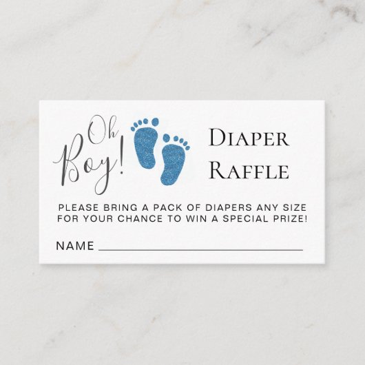 Oh Boy Baby Feet Diaper Raffle Baby shower Informatiekaartje (Voorkant)