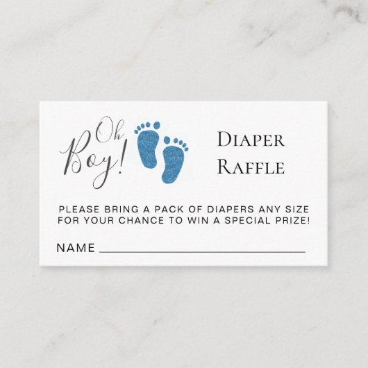 Oh Boy Baby Feet Diaper Raffle Baby shower Informatiekaartje (Voorkant)